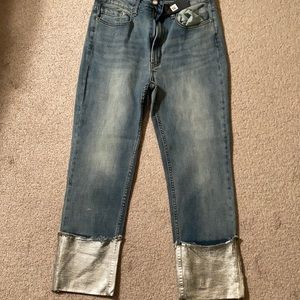 Rachel Roy denim jeans with silver cuff